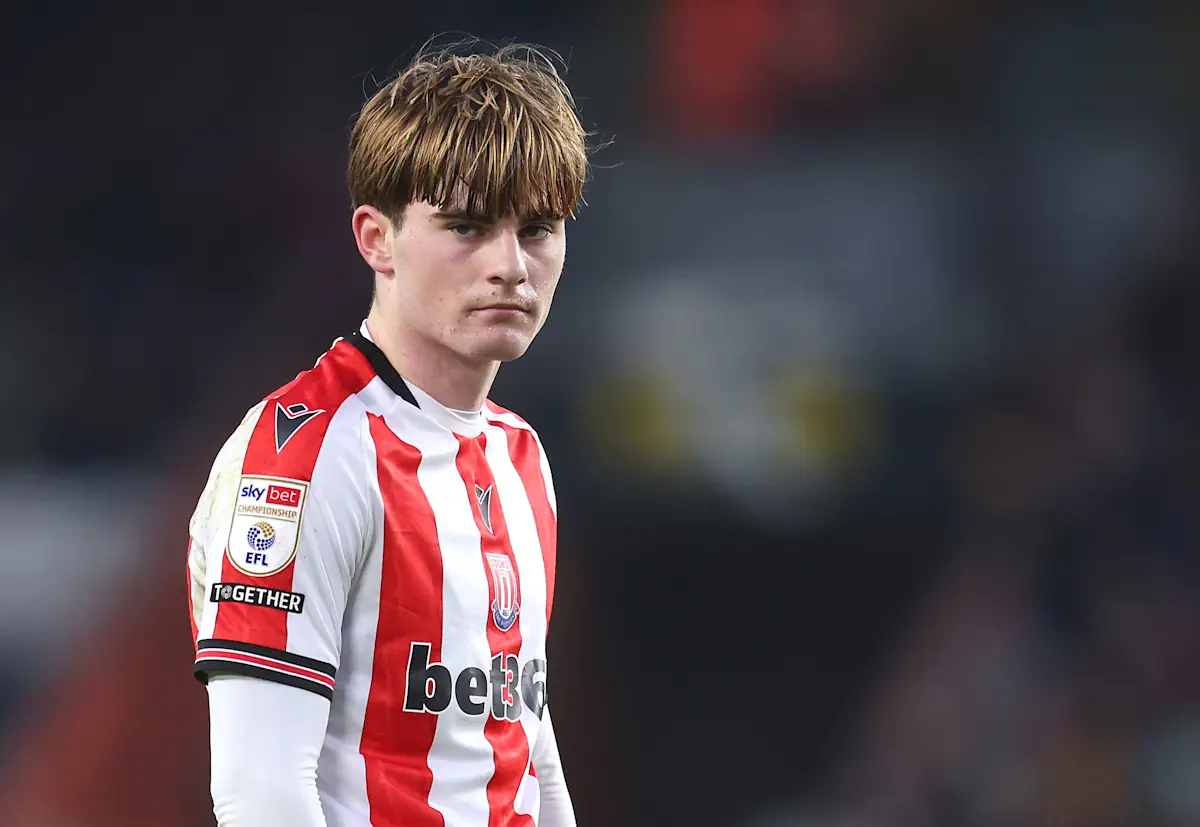 Nathan Lowe looks on during a game while playing for Stoke City
