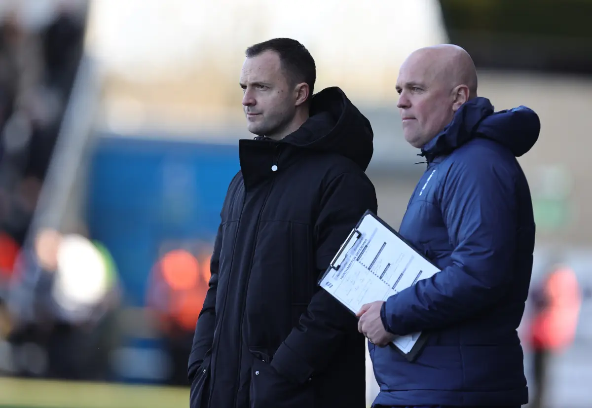 Birmingham City boss Chris Davies looks on with his assistant