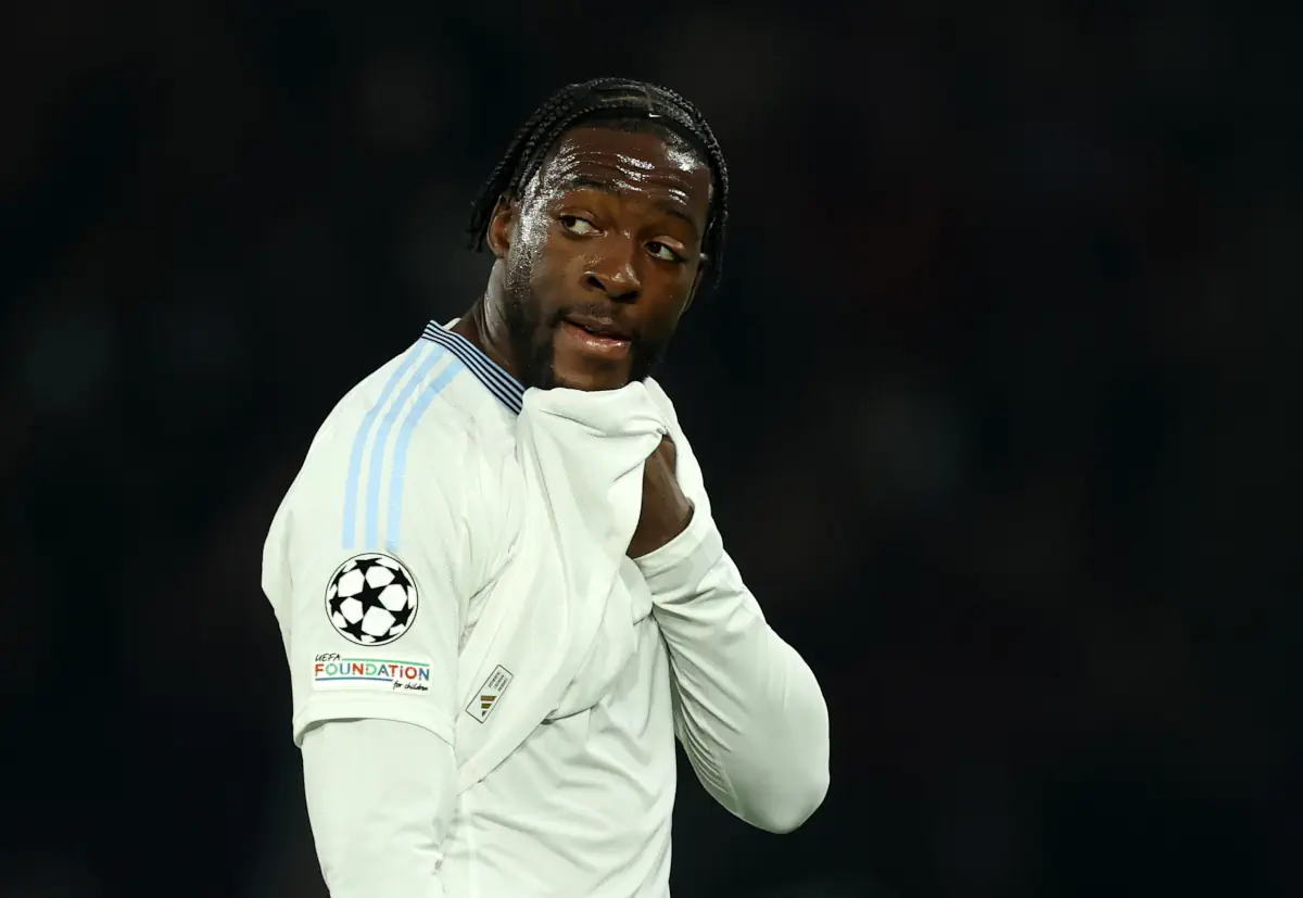 Aston Villa's Axel Disasi looks on in a Champions League game