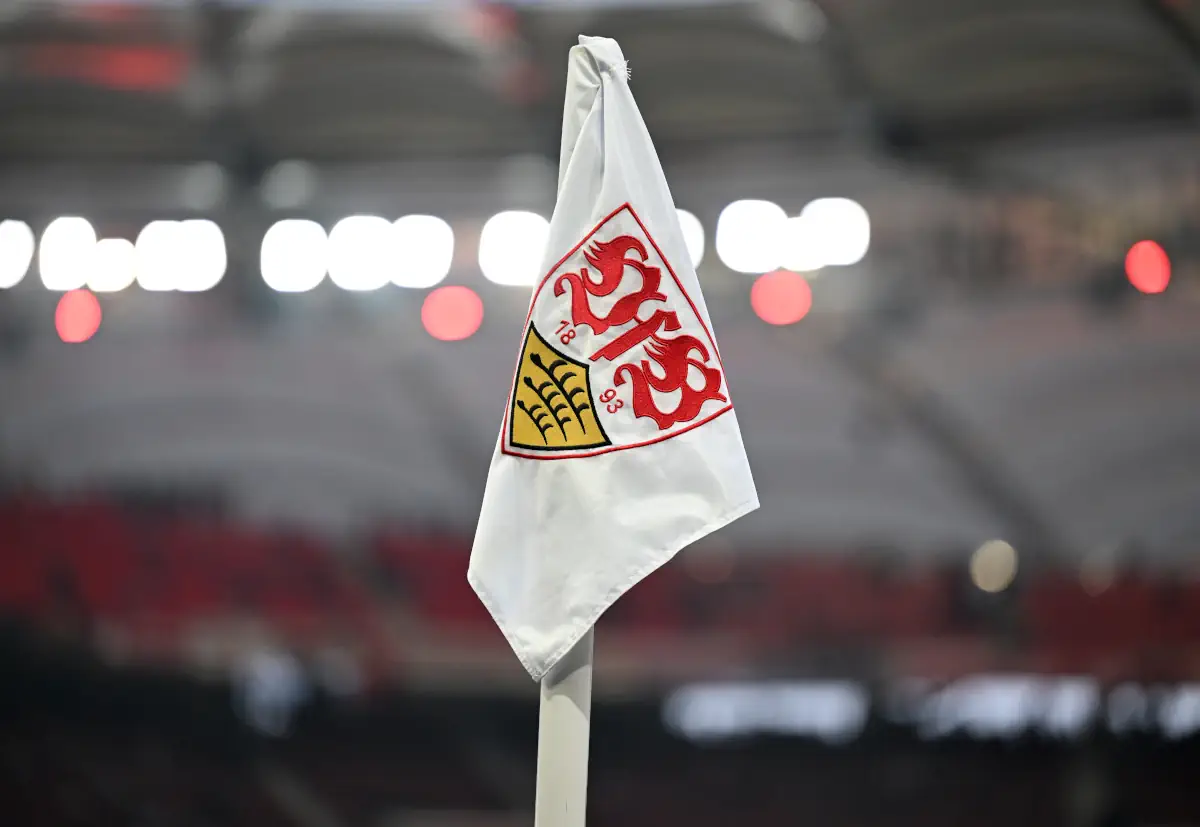 A corner flag with the Stuttgart badge on