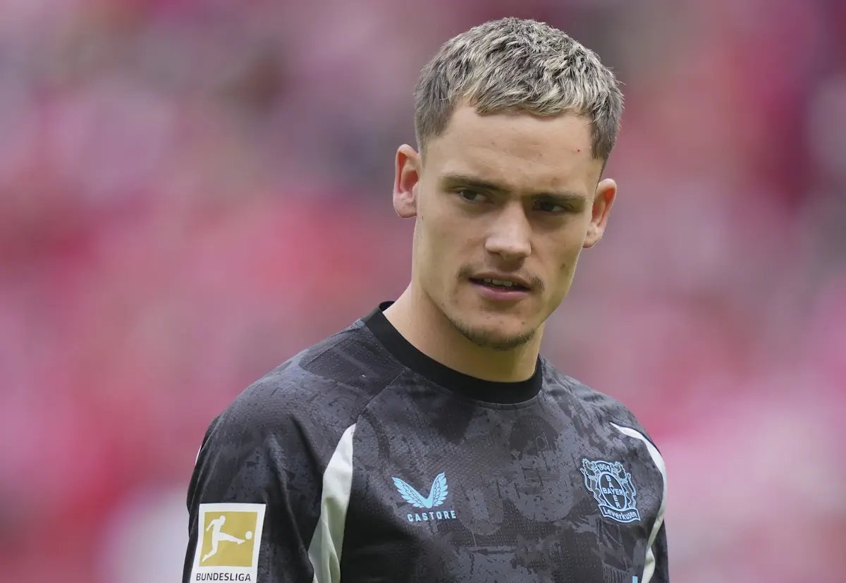 Florian Wirtz looks on during a game for Leverkusen