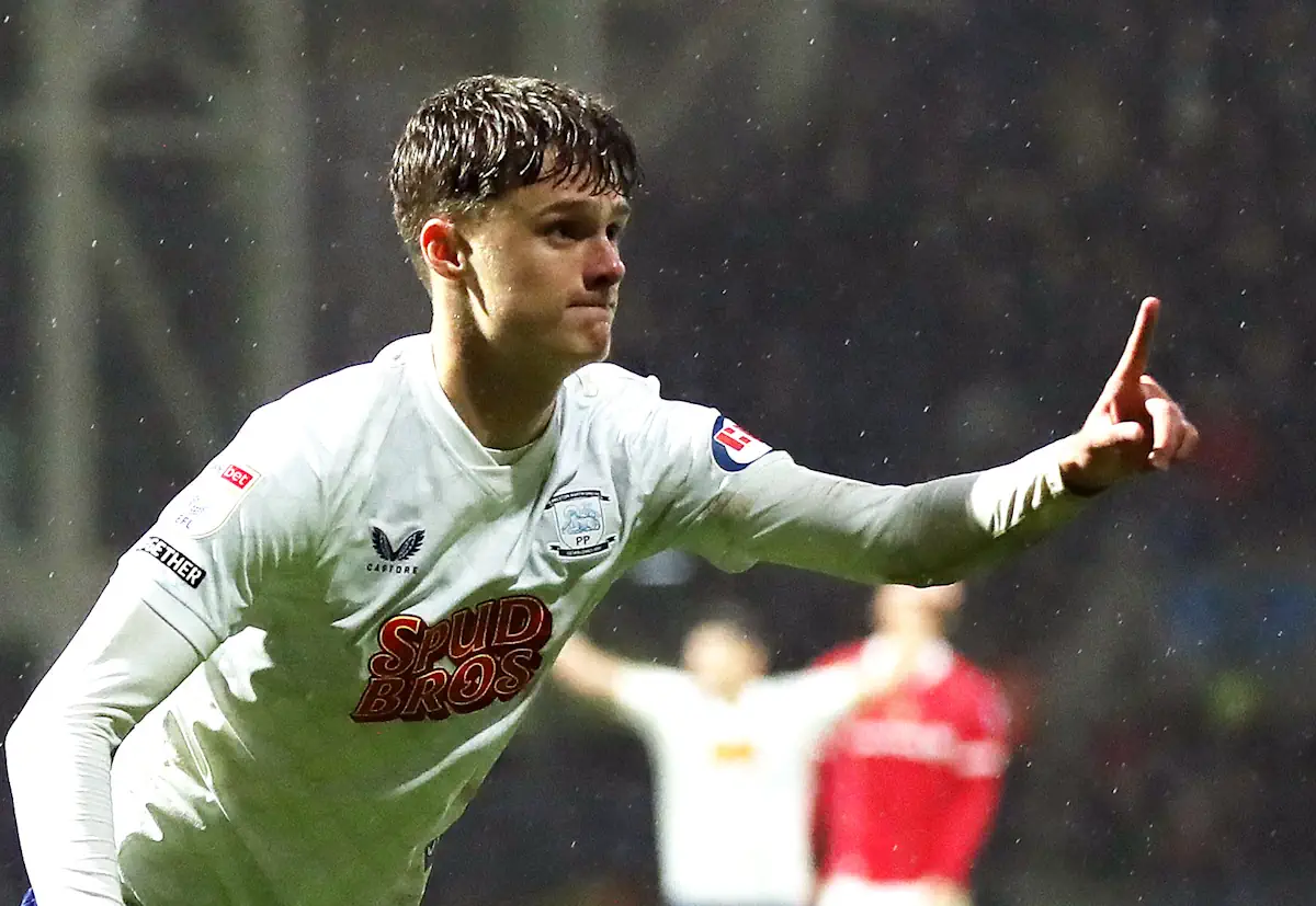 Harrison Armstrong celebrates scoring for Preston North End